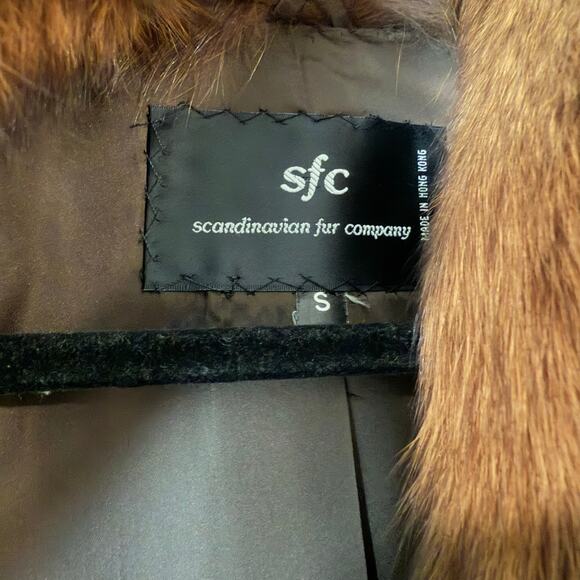 Scandinavian Fur Company Women's Real Fur Vest Brown Small Penny Lane Collar - Picture 4 of 7